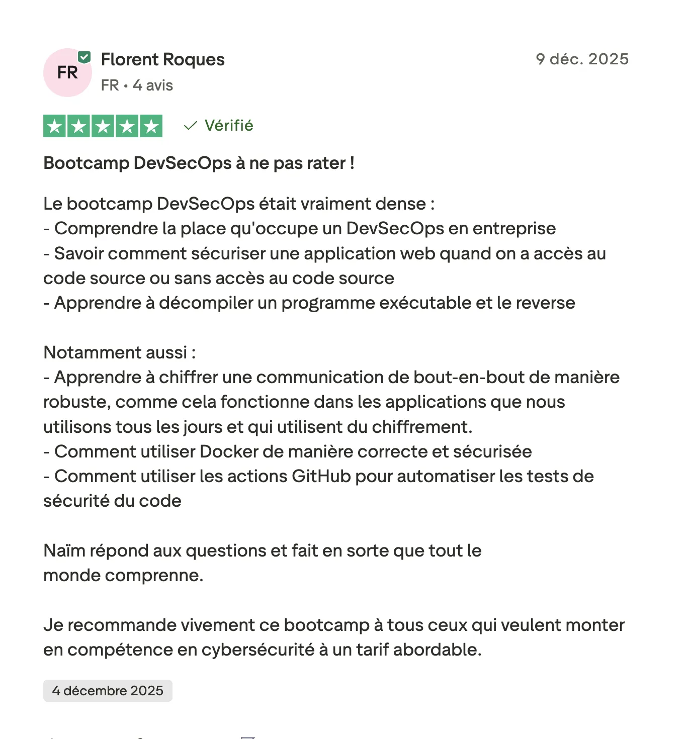 Avis Trustpilot - capture 1