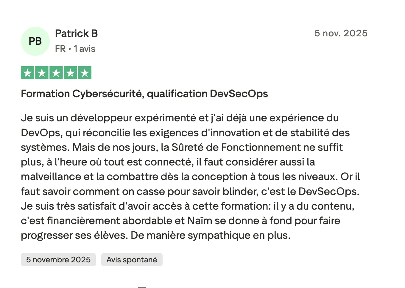Avis Trustpilot - capture 4